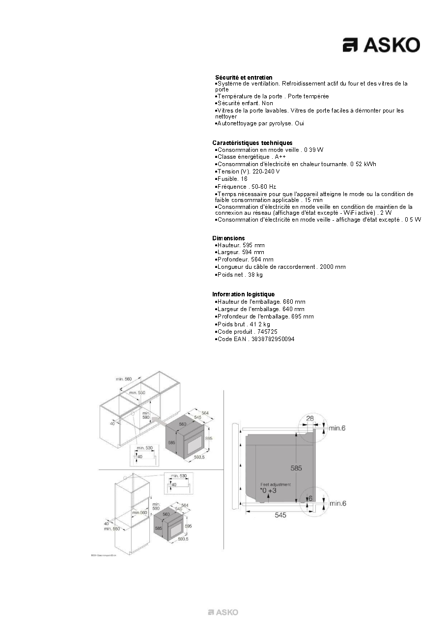 Fiche technique fournisseur