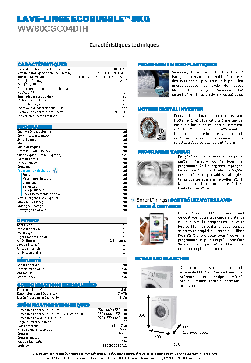 Fiche technique fournisseur
