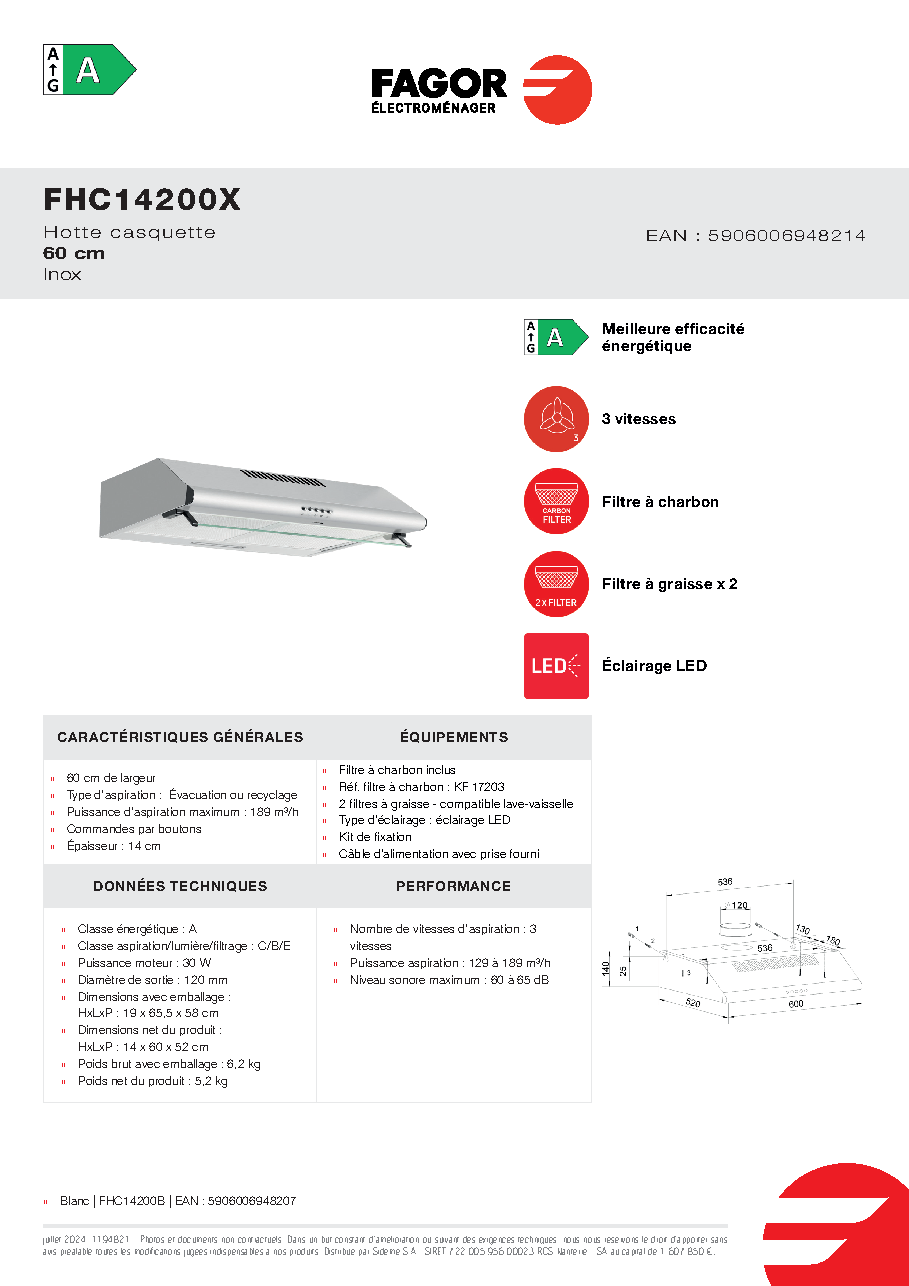 Fiche technique fournisseur