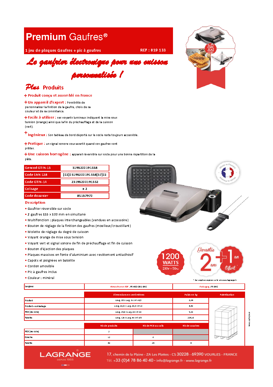 Fiche technique fournisseur