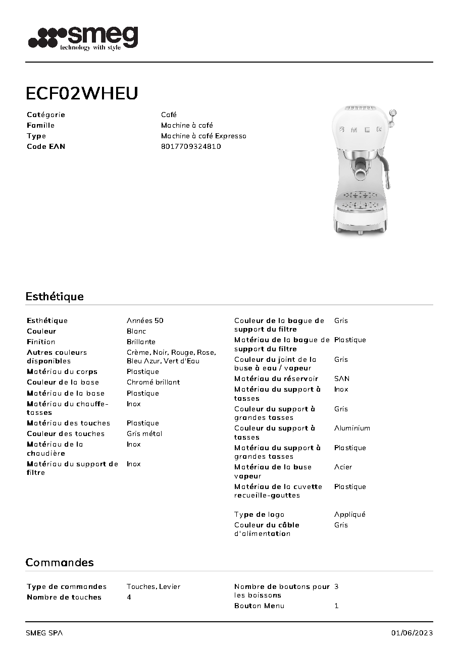 Fiche technique fournisseur
