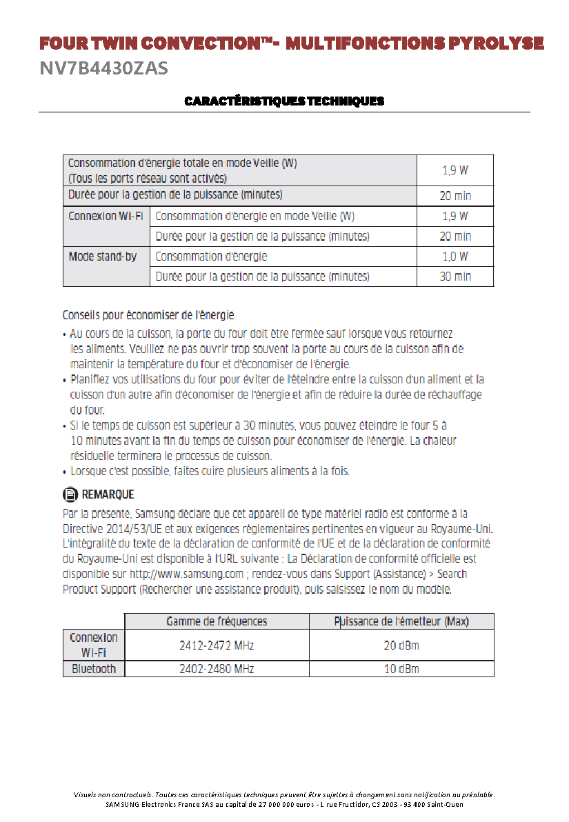 Fiche technique fournisseur
