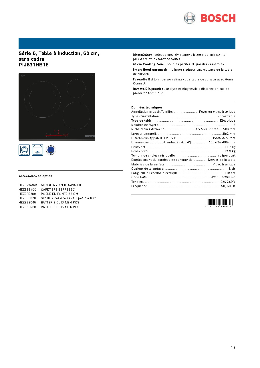 Fiche technique fournisseur