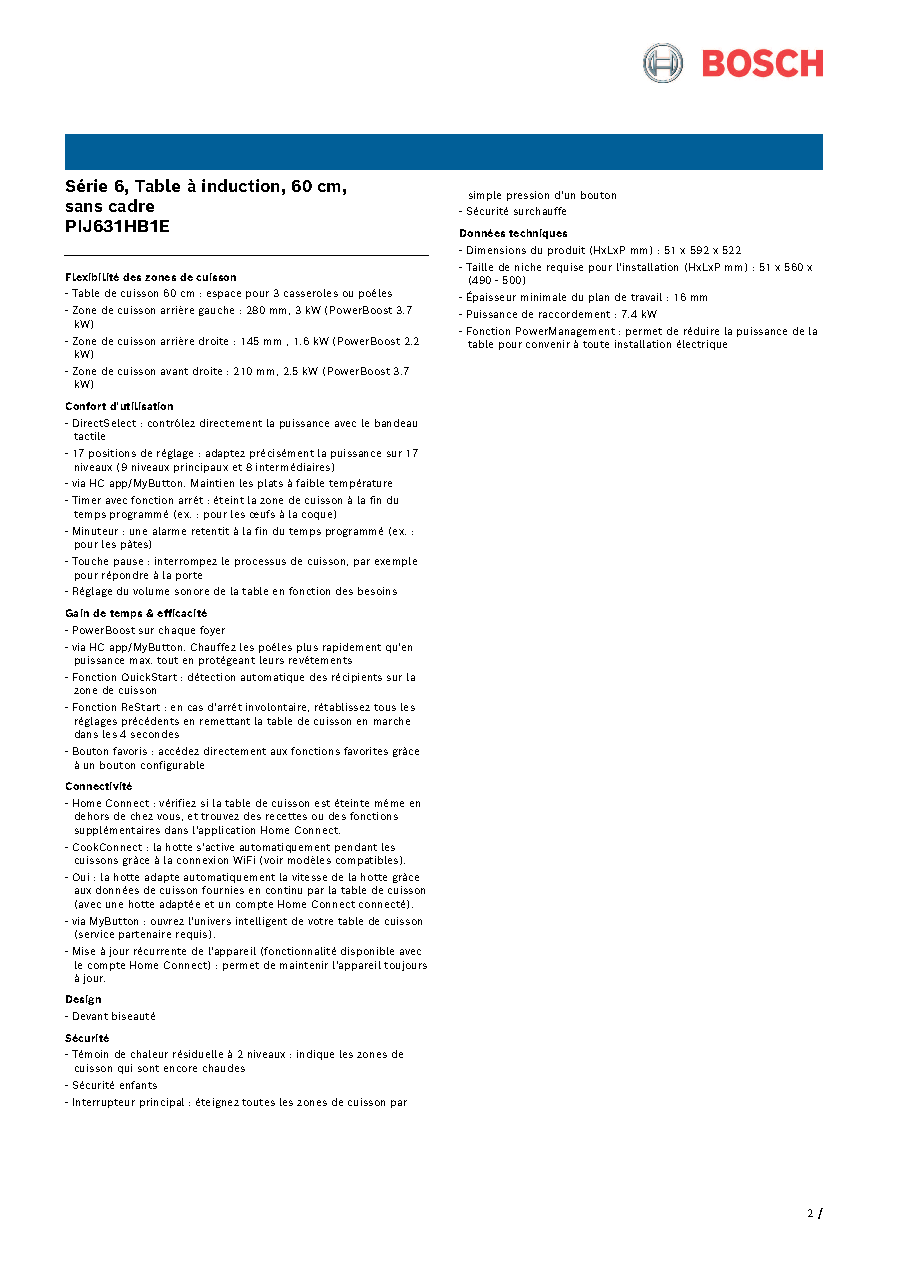 Fiche technique fournisseur