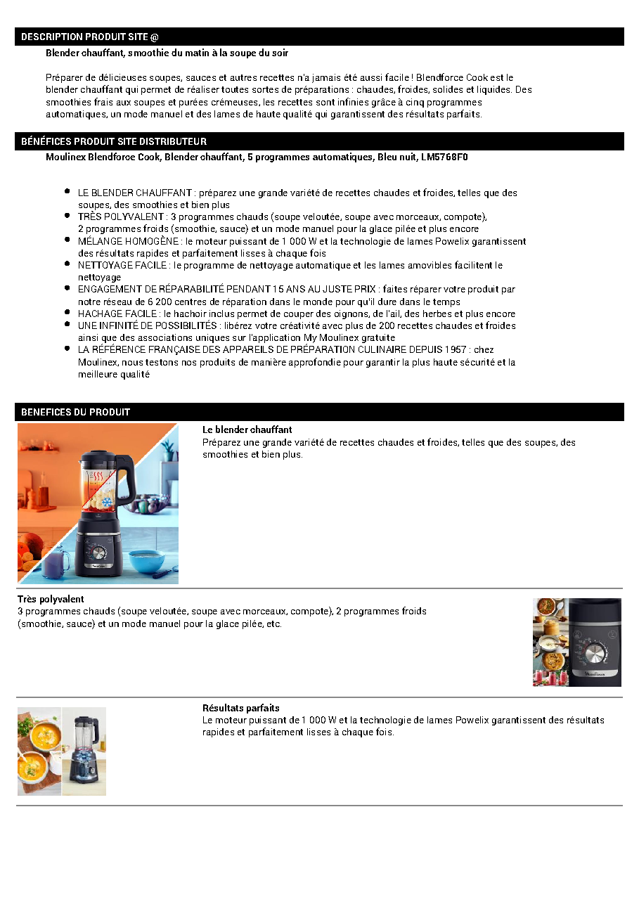 Fiche technique fournisseur
