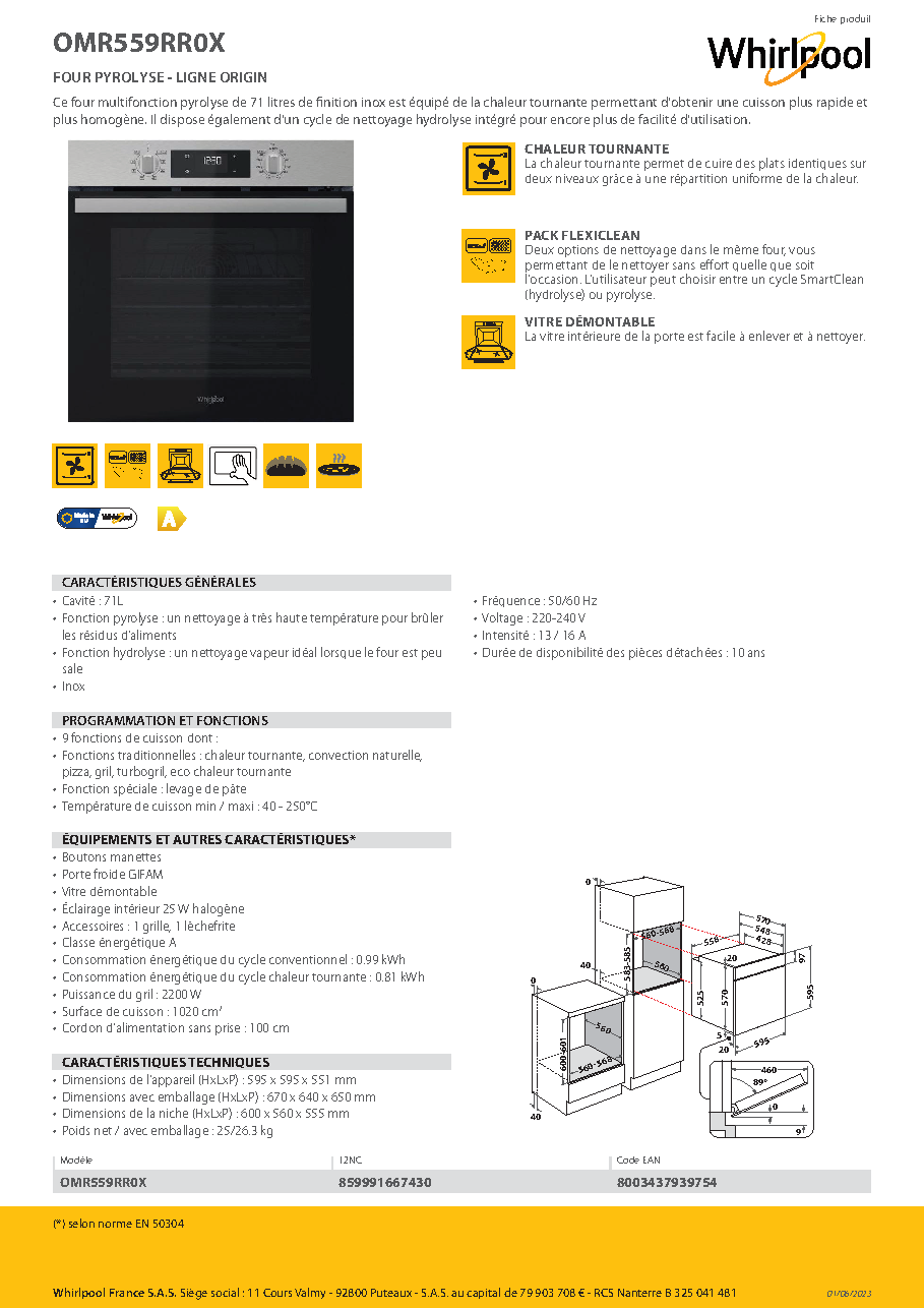 Fiche technique fournisseur