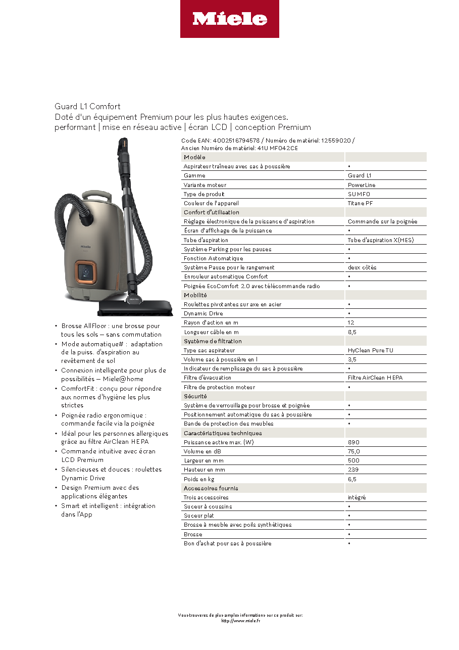 Fiche technique fournisseur