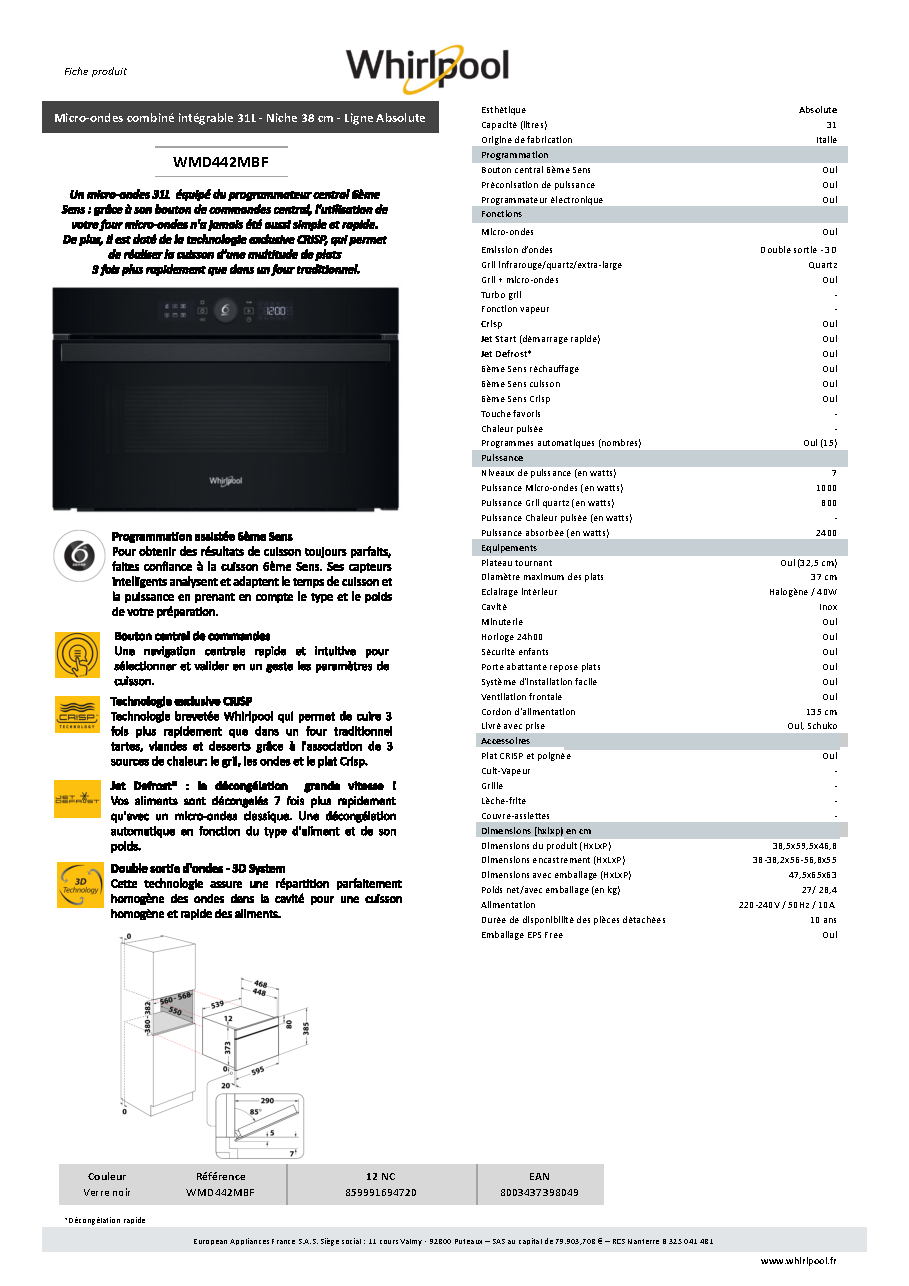 Fiche technique fournisseur