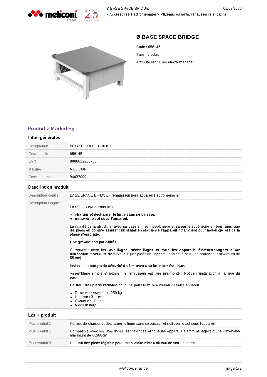 Fiche technique fournisseur