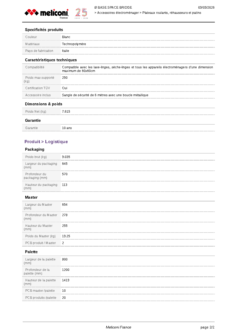 Fiche technique fournisseur