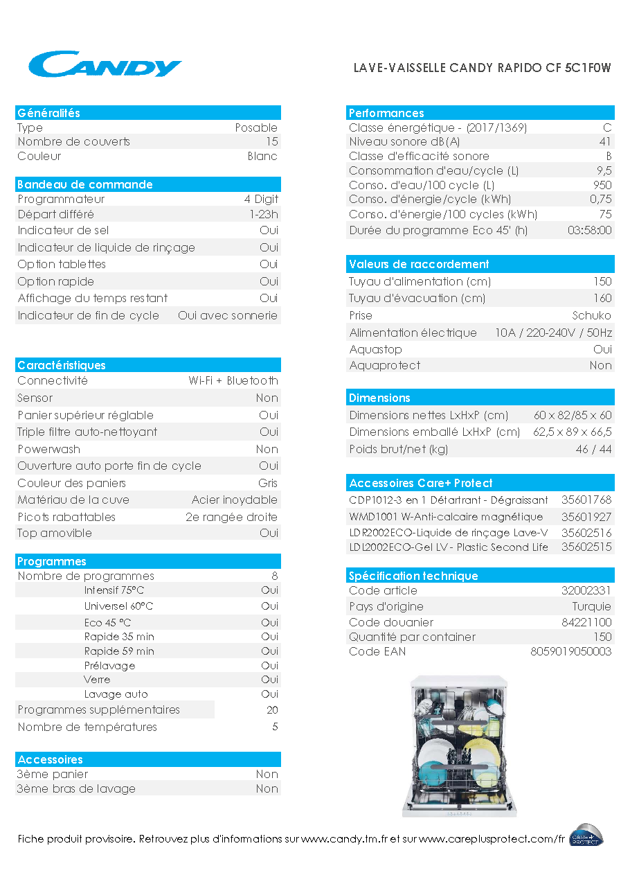 Fiche technique fournisseur