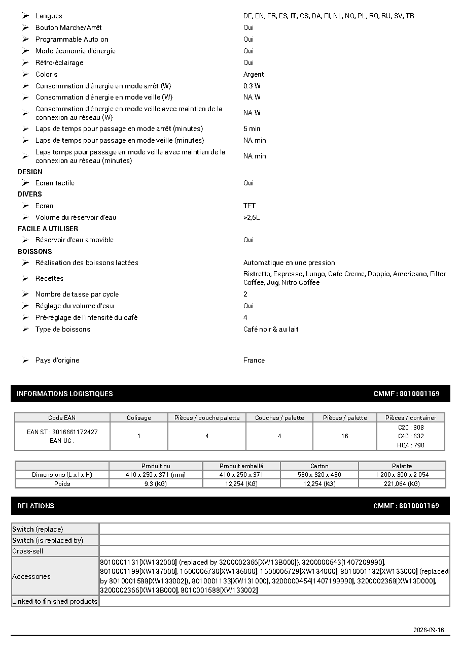 Fiche technique fournisseur