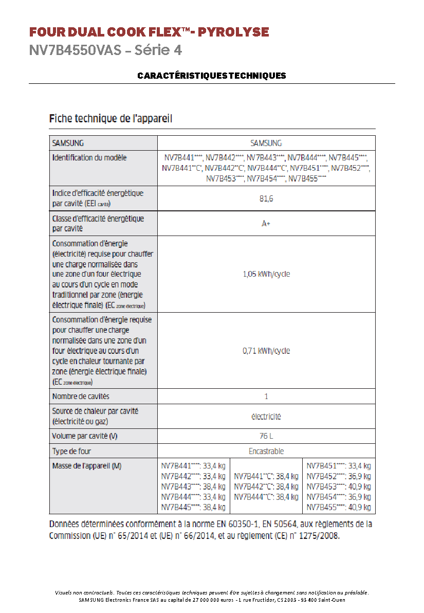 Fiche technique fournisseur