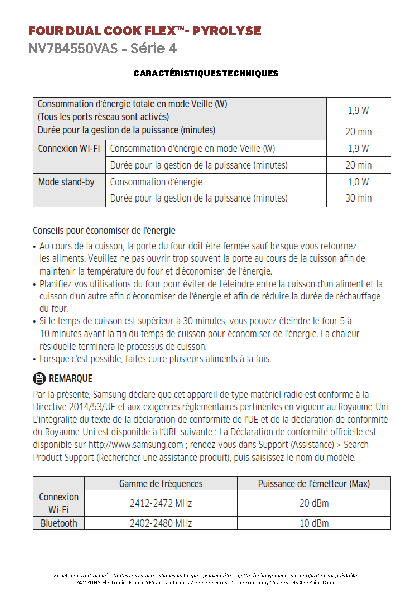 Fiche technique fournisseur