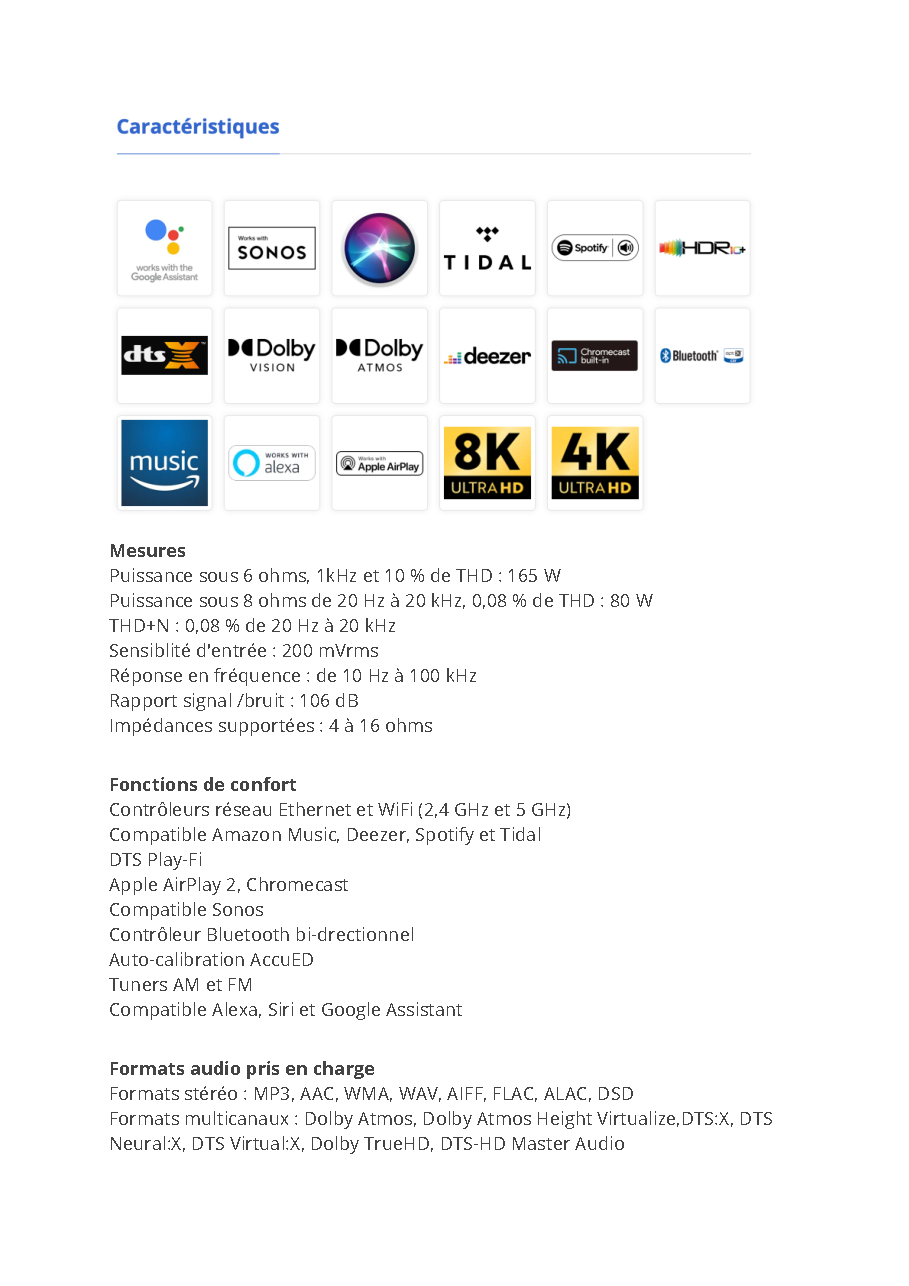 Fiche technique fournisseur