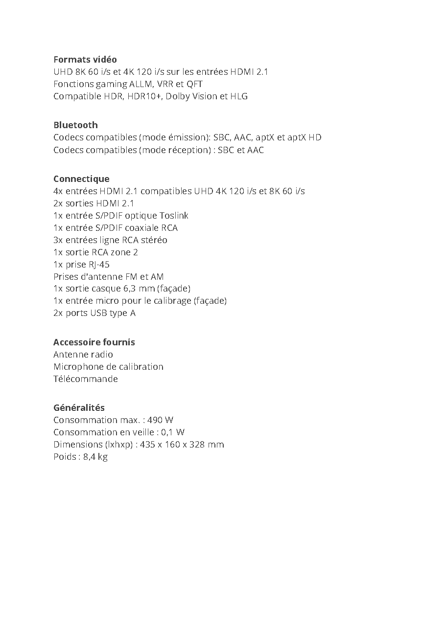 Fiche technique fournisseur