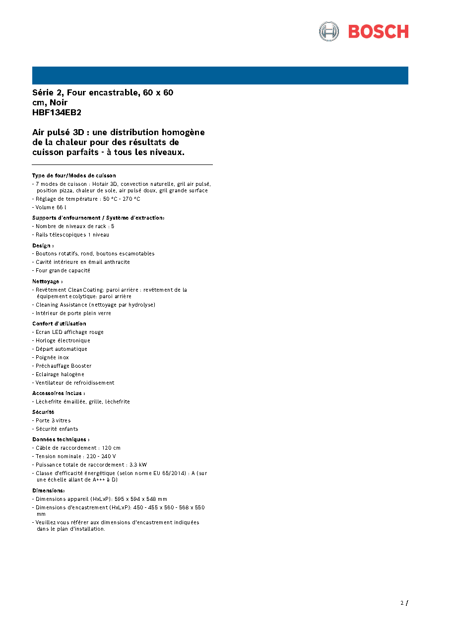 Fiche technique fournisseur