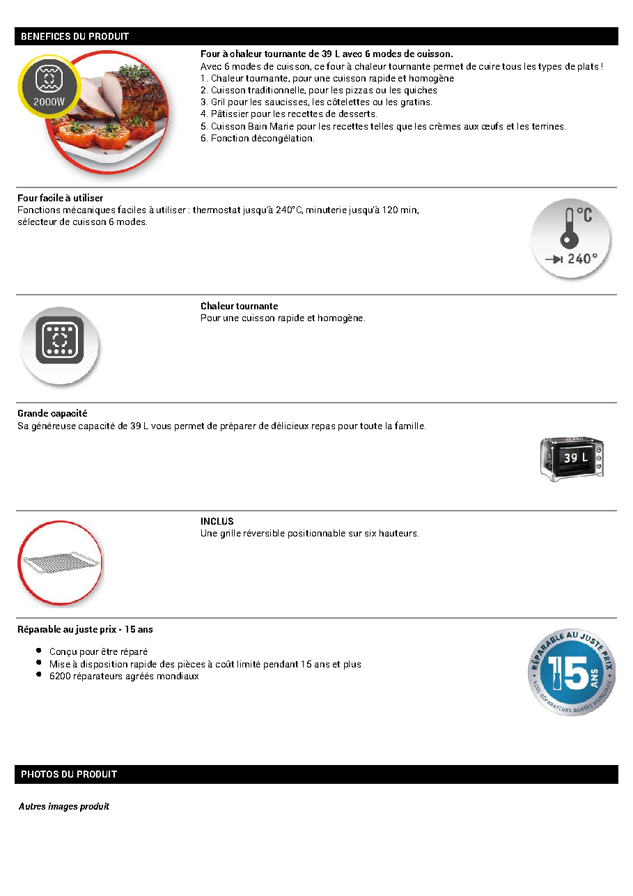 Fiche technique fournisseur