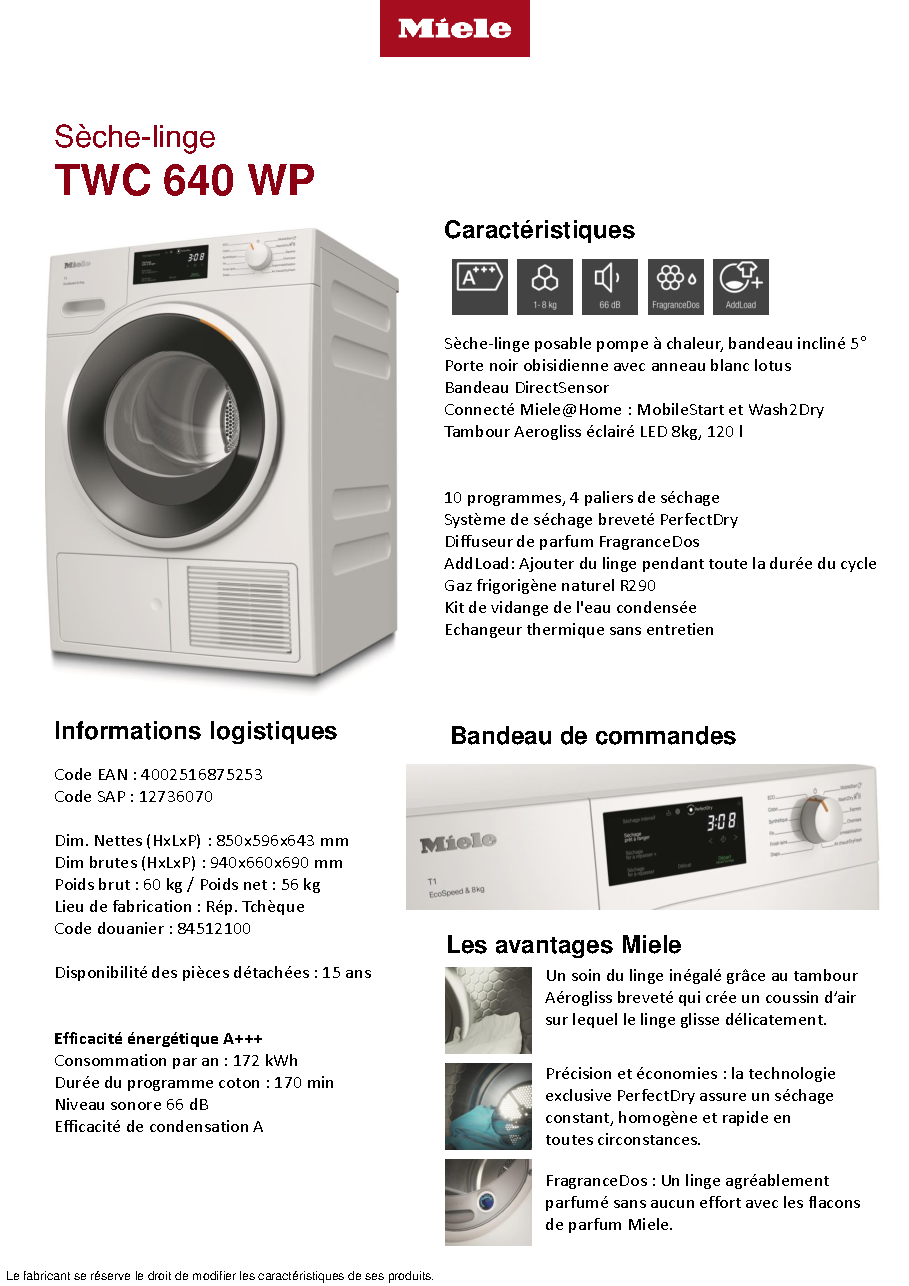 Fiche technique fournisseur