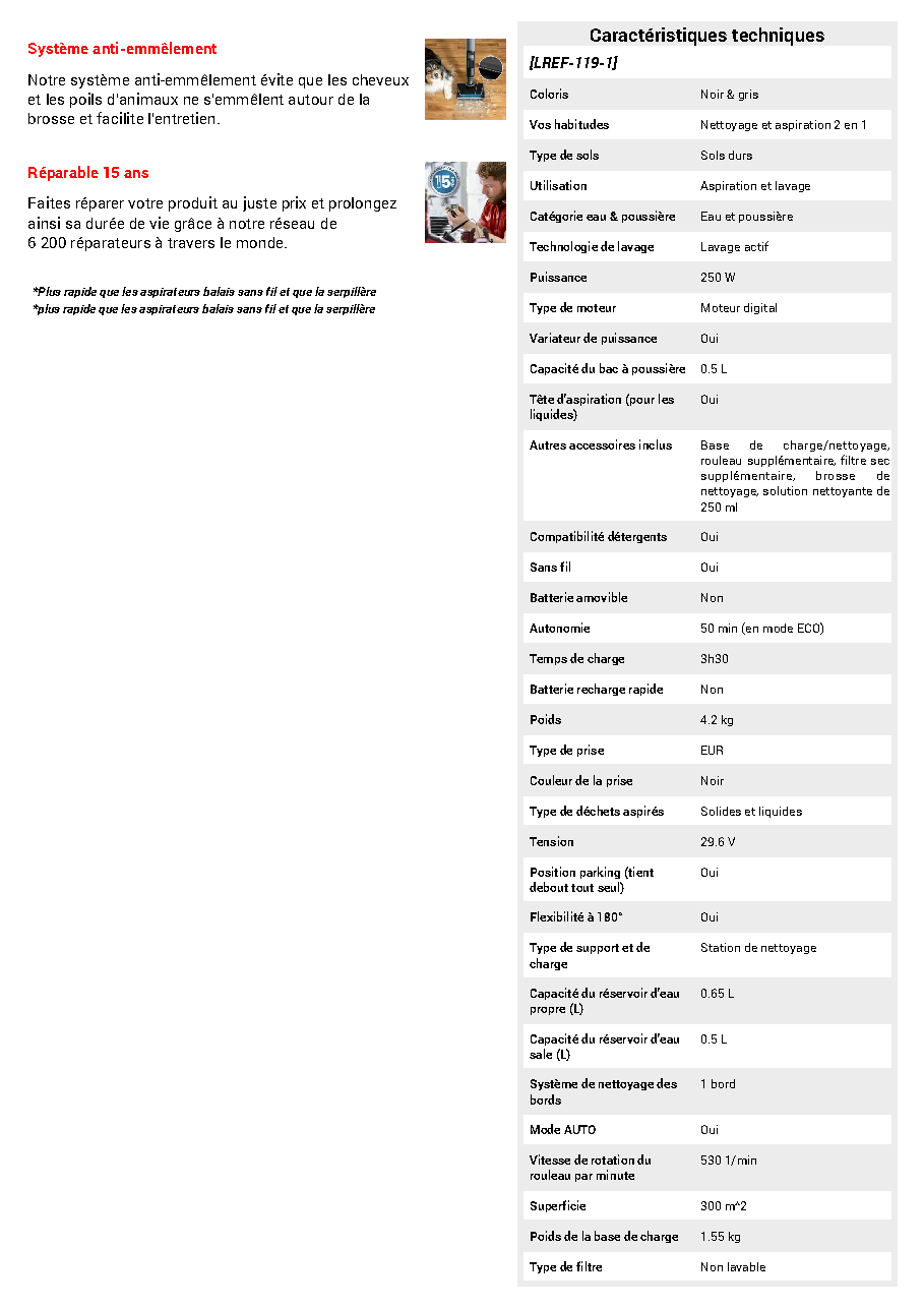 Fiche technique fournisseur