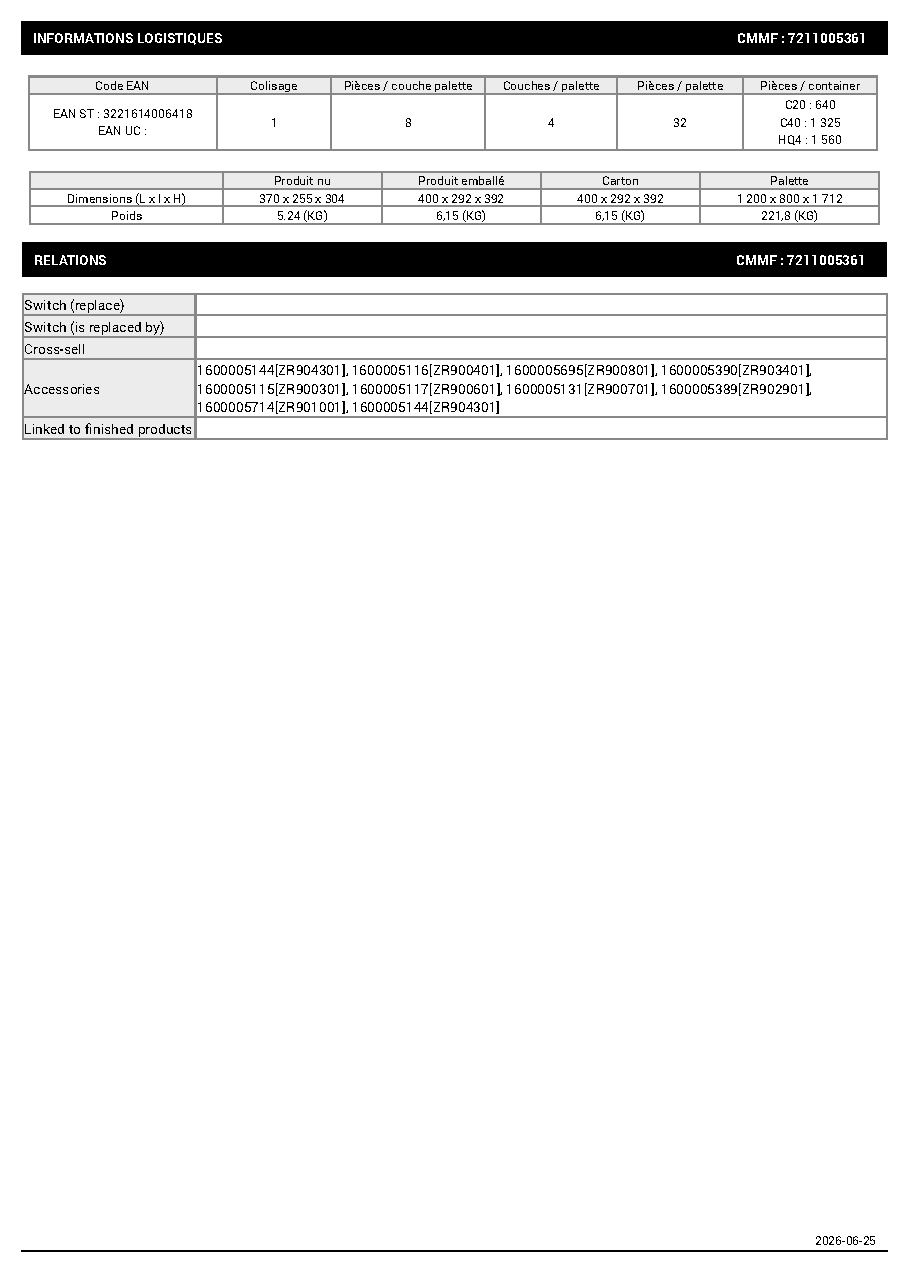 Fiche technique fournisseur