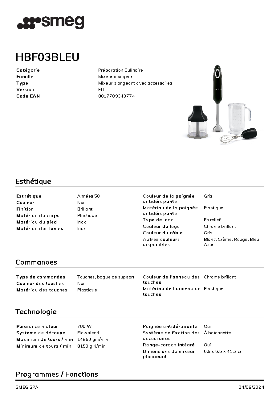Fiche technique fournisseur
