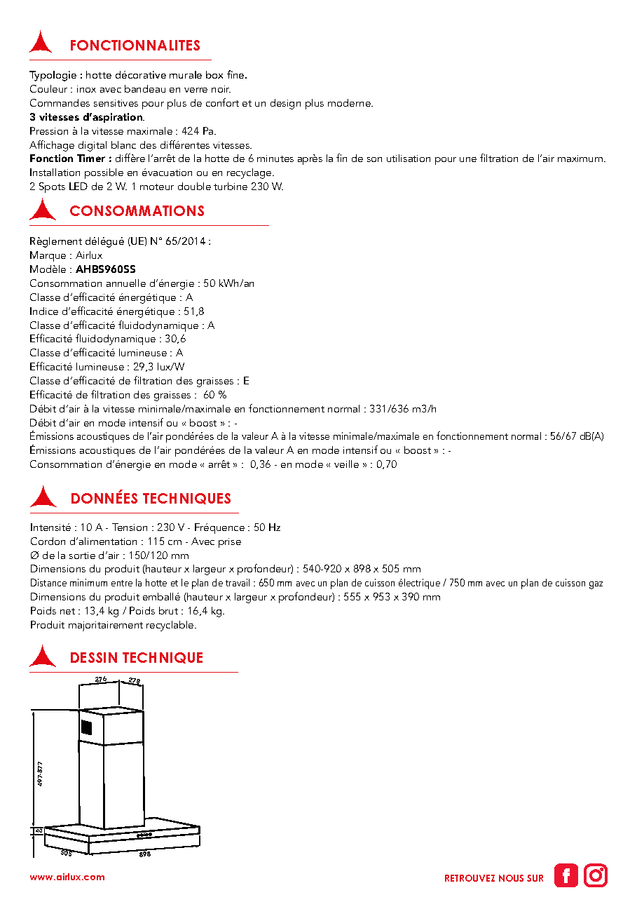 Fiche technique fournisseur