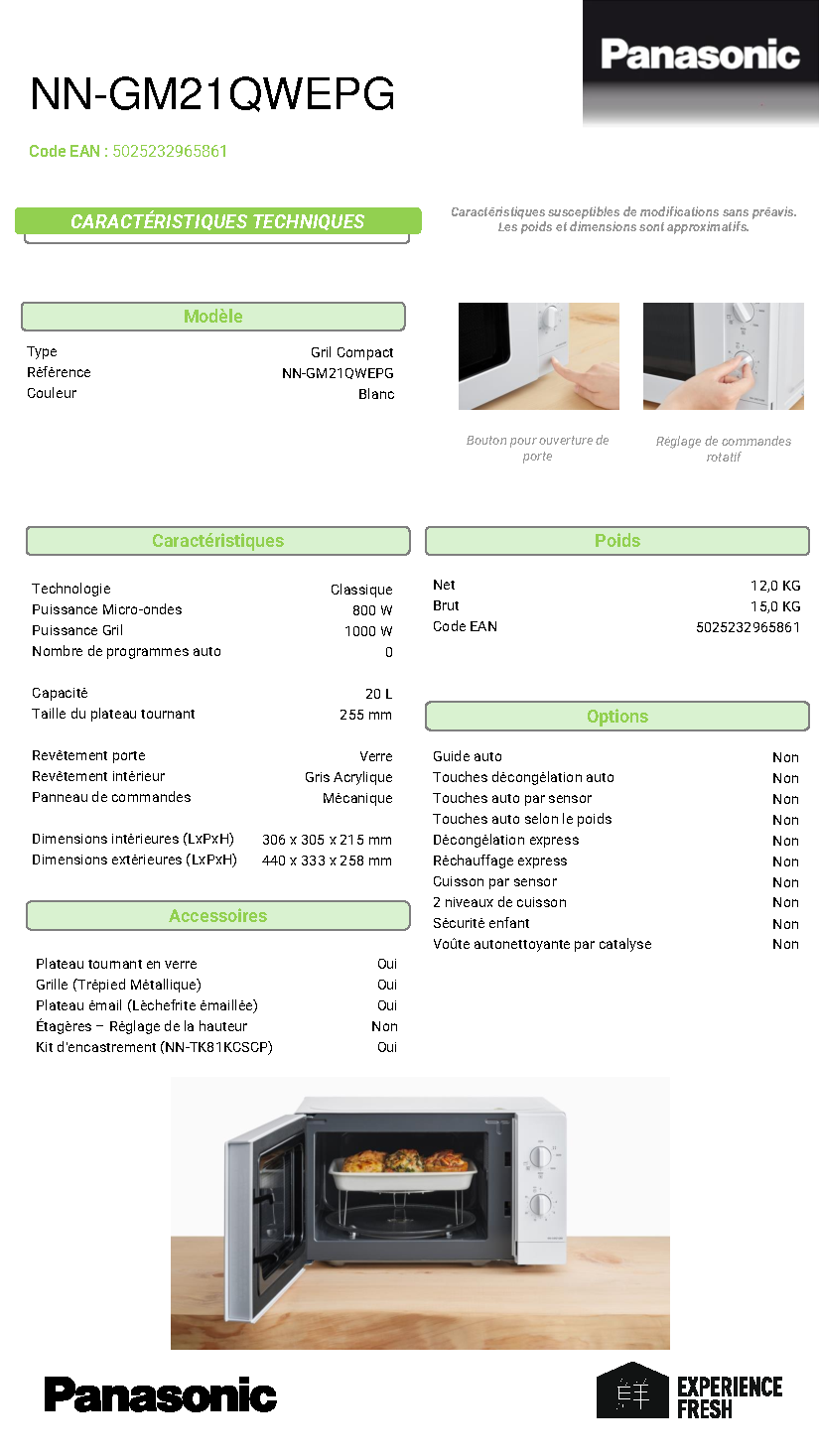 Fiche technique fournisseur