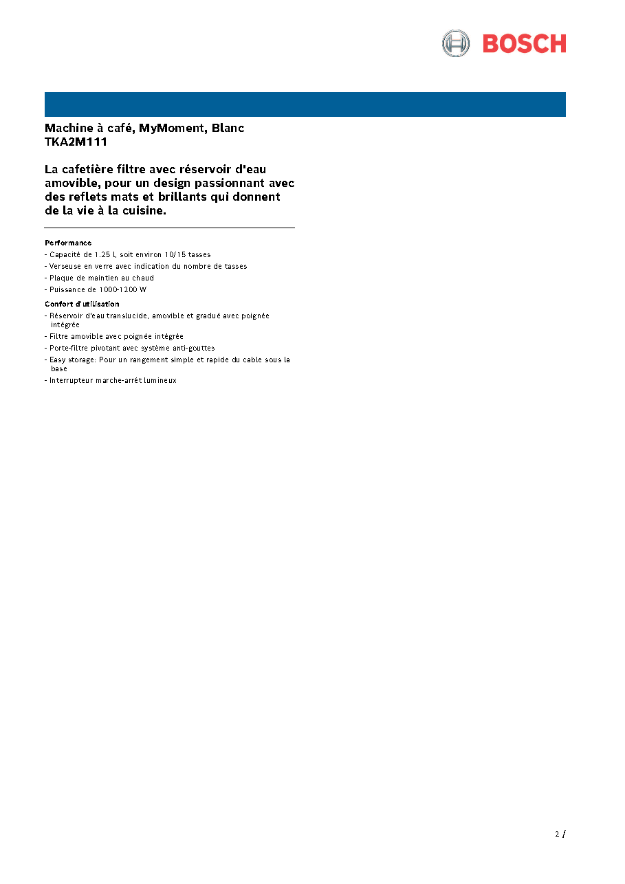 Fiche technique fournisseur