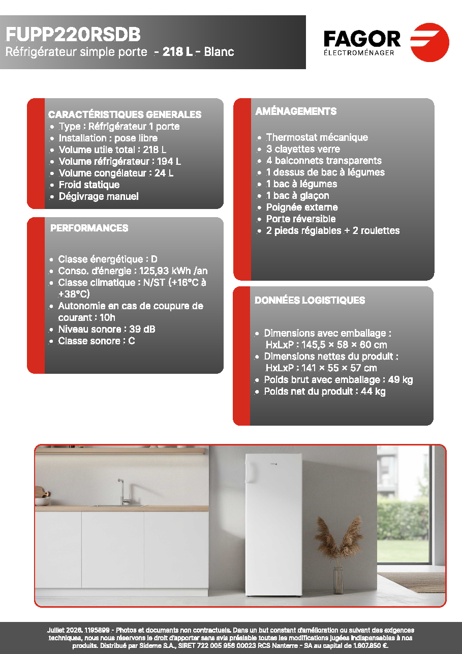 Fiche technique fournisseur