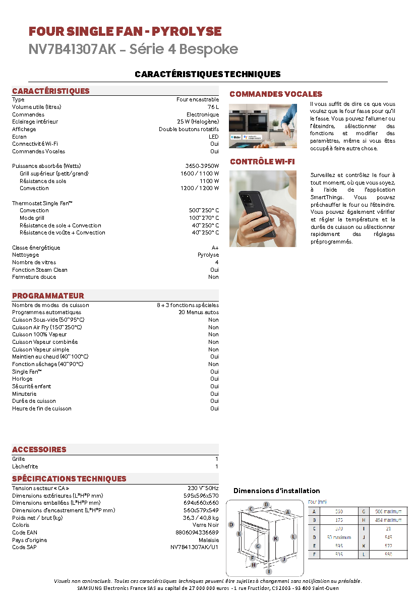 Fiche technique fournisseur