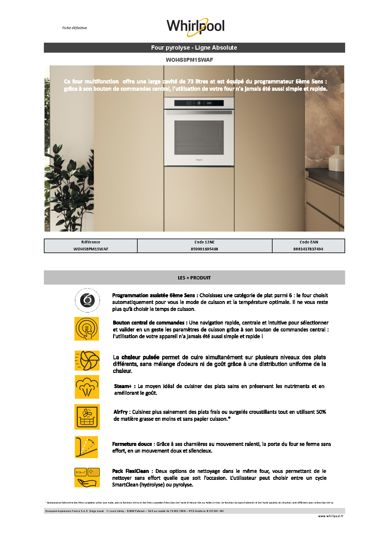 Fiche technique fournisseur