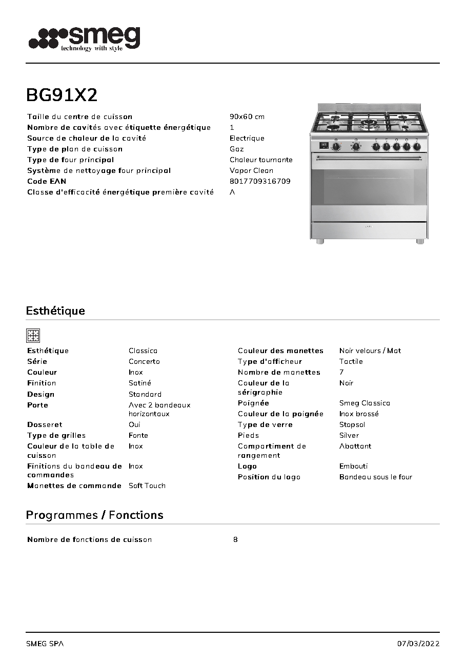 Fiche technique fournisseur