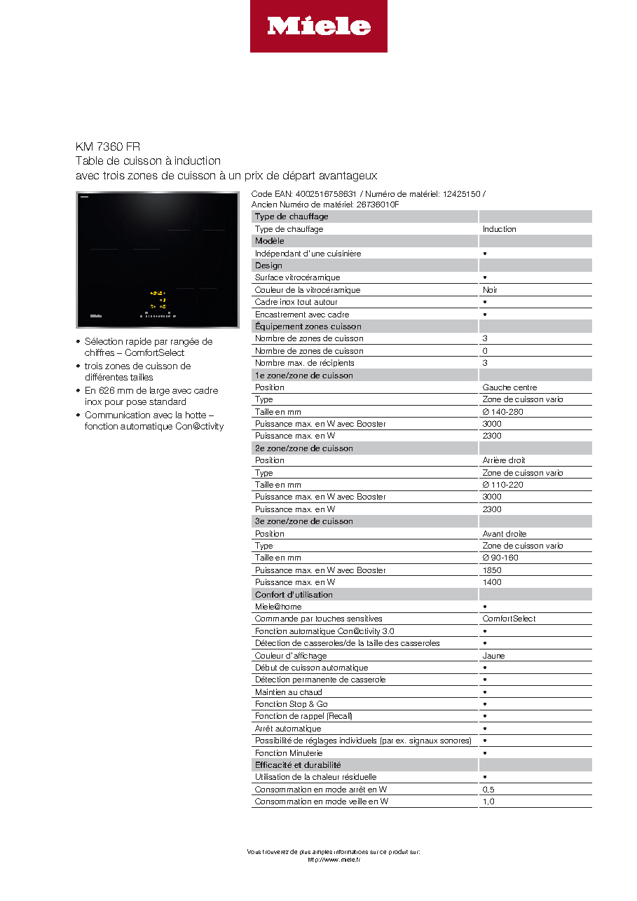 Fiche technique fournisseur