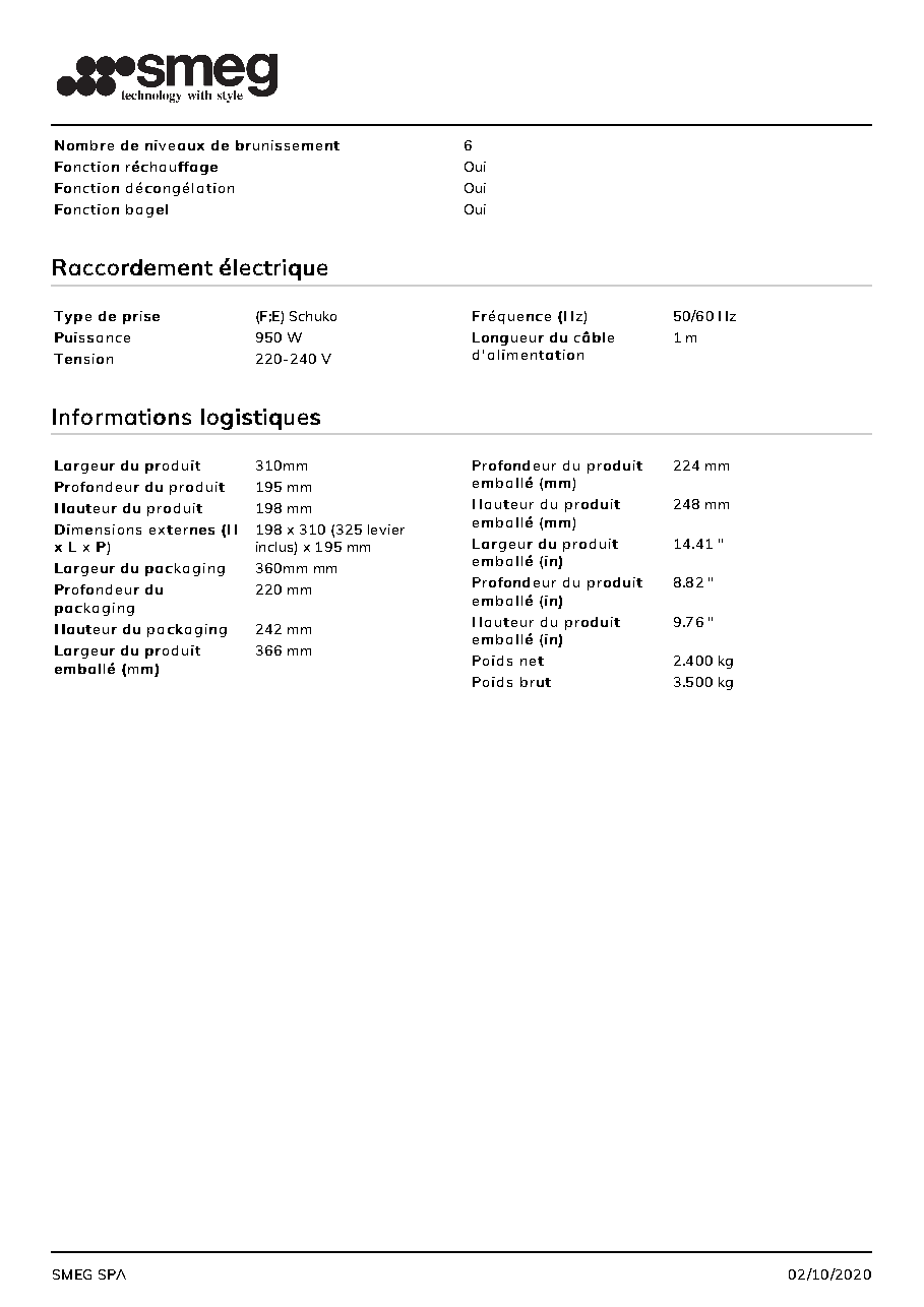 Fiche technique fournisseur
