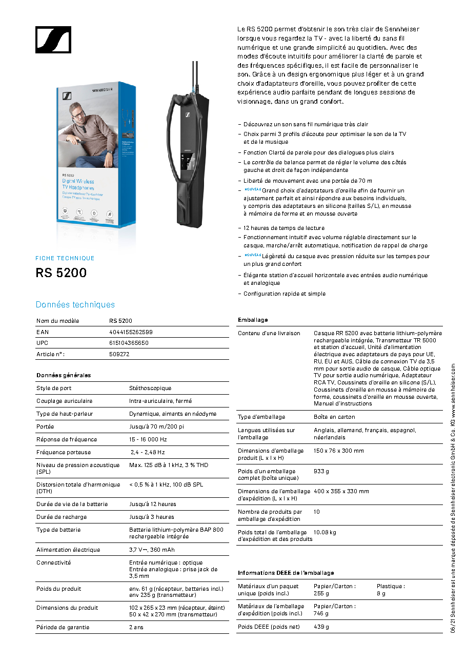 Fiche technique fournisseur