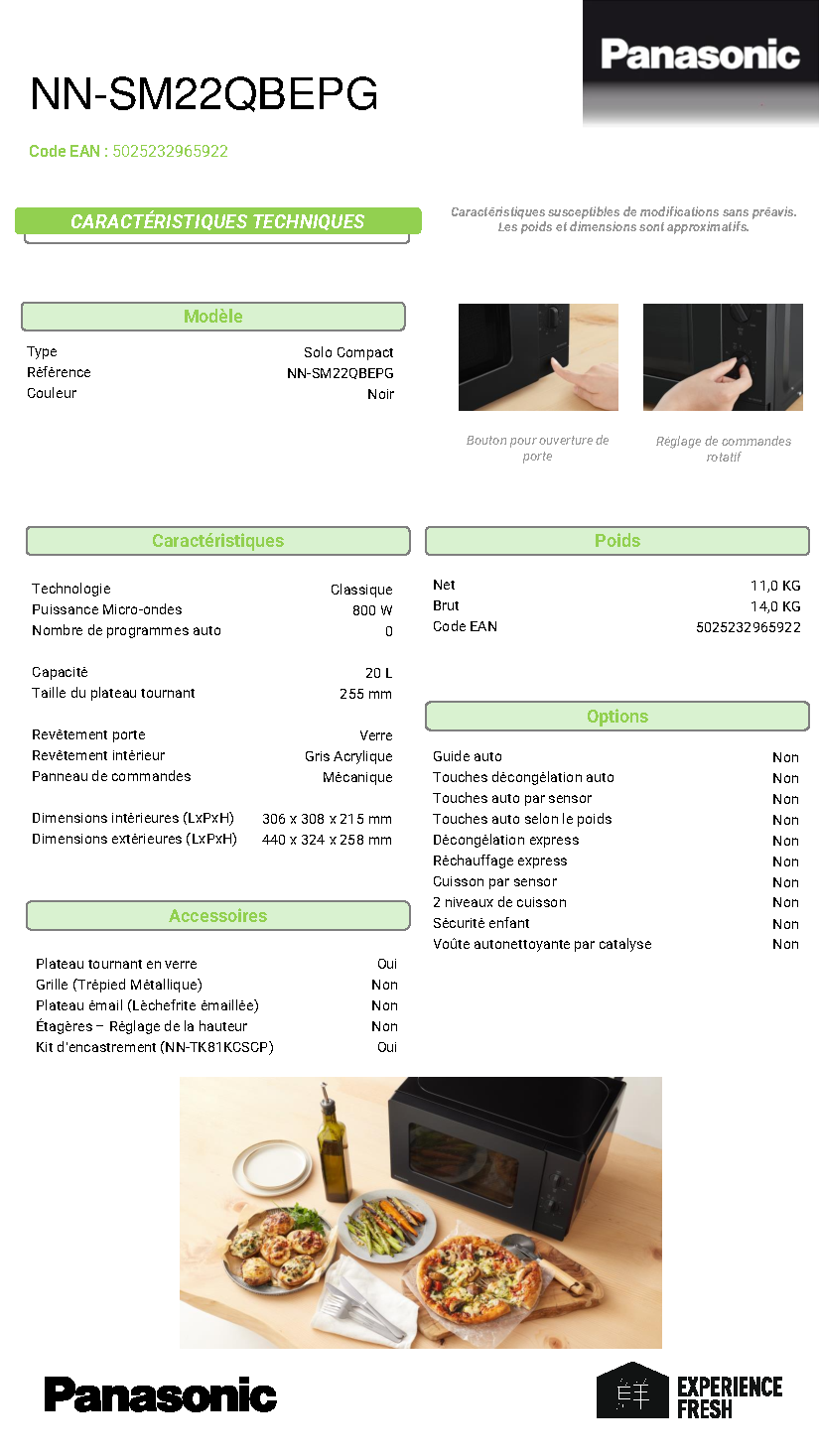 Fiche technique fournisseur