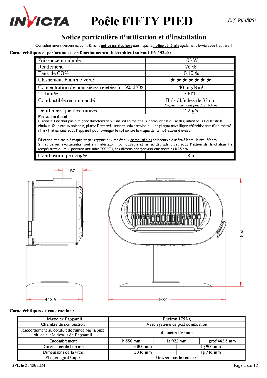 Fiche technique fournisseur