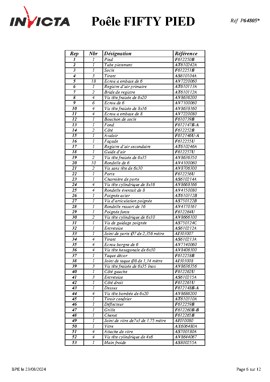 Fiche technique fournisseur