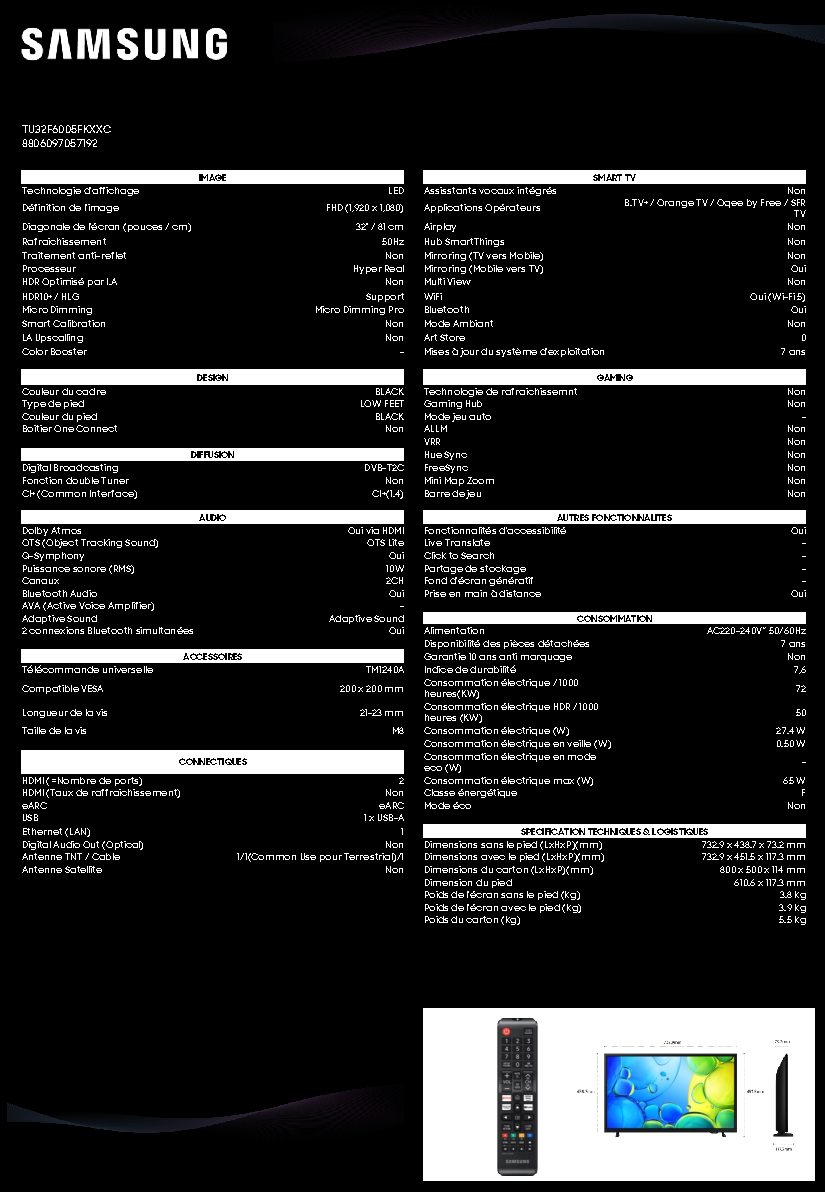 Fiche technique fournisseur