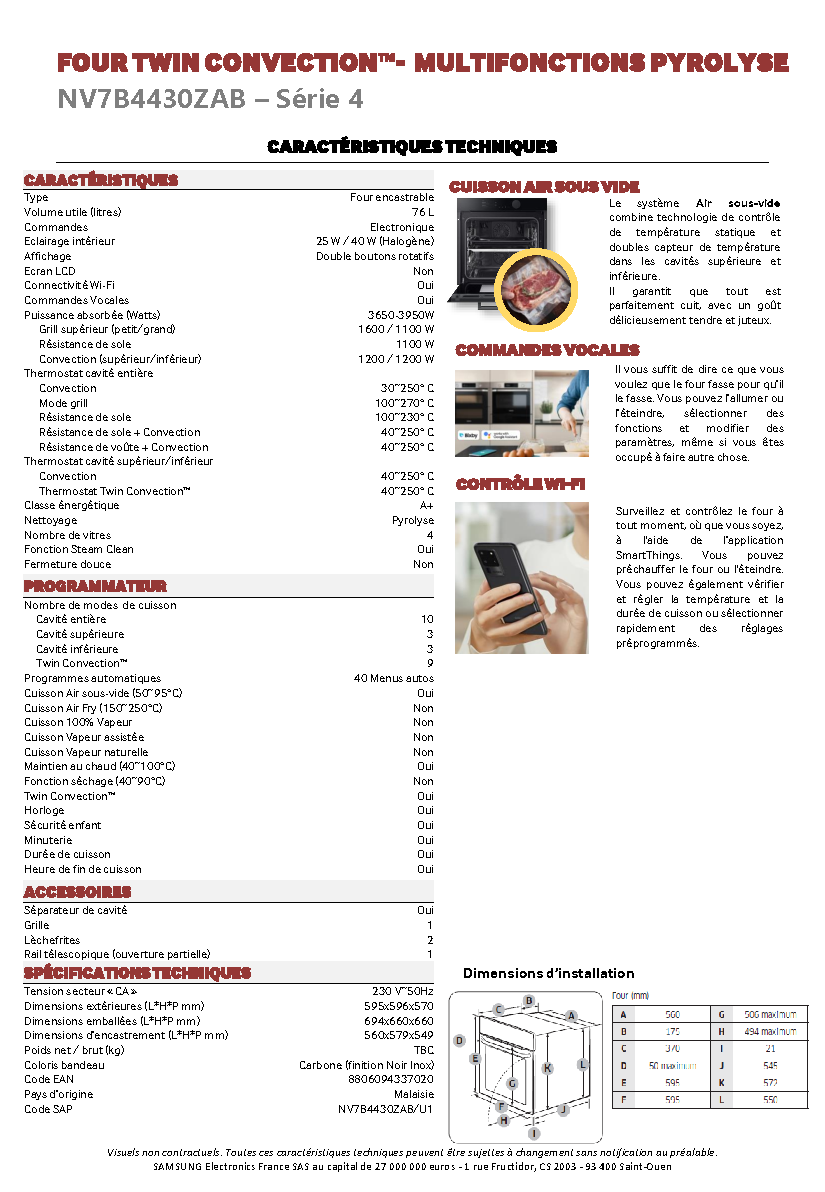 Fiche technique fournisseur