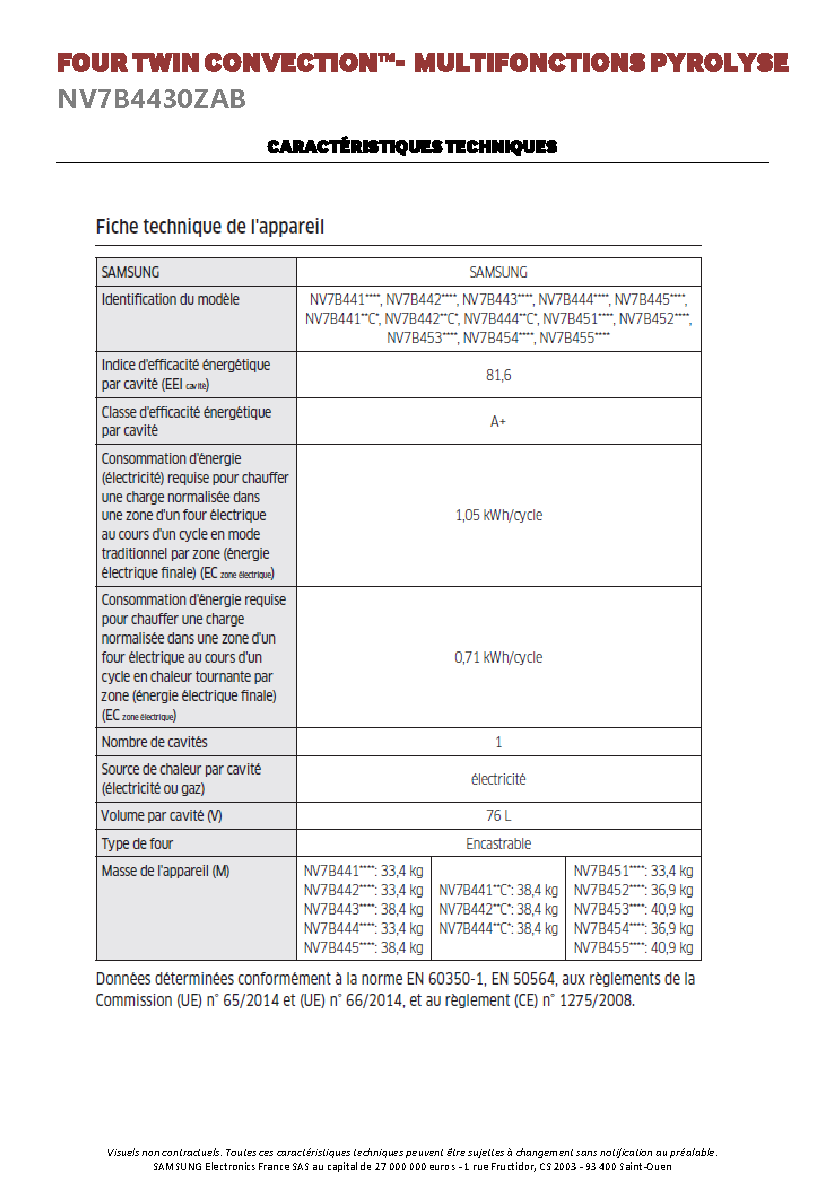 Fiche technique fournisseur