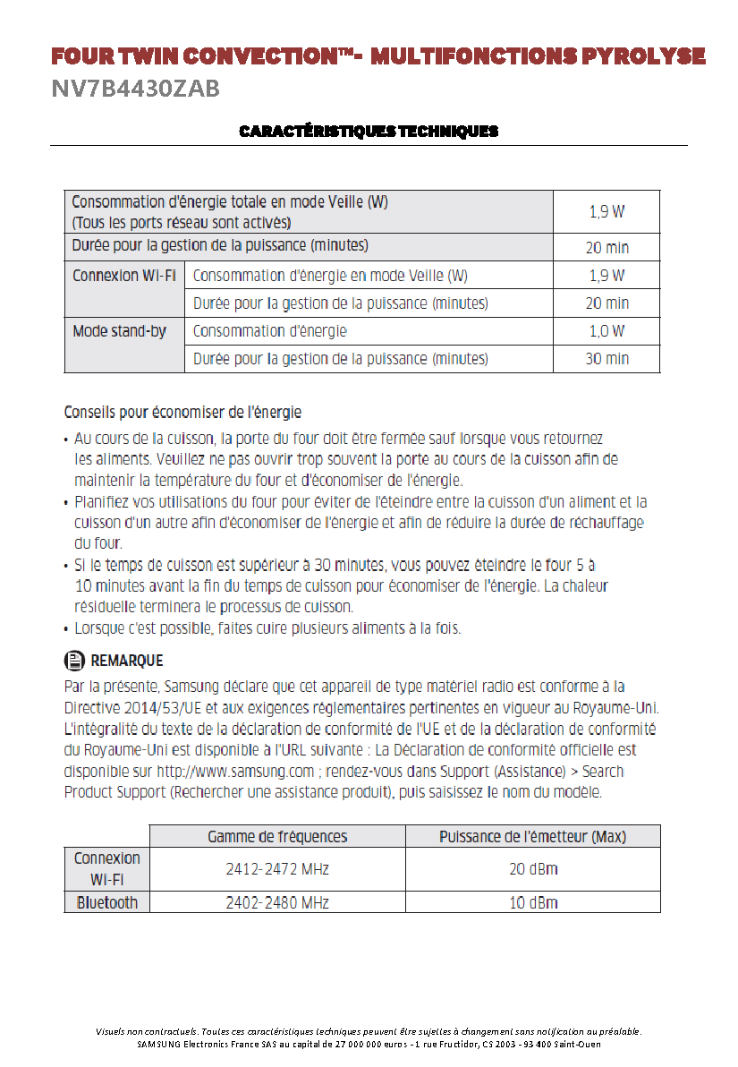 Fiche technique fournisseur