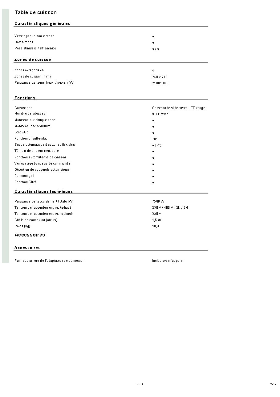 Fiche technique fournisseur