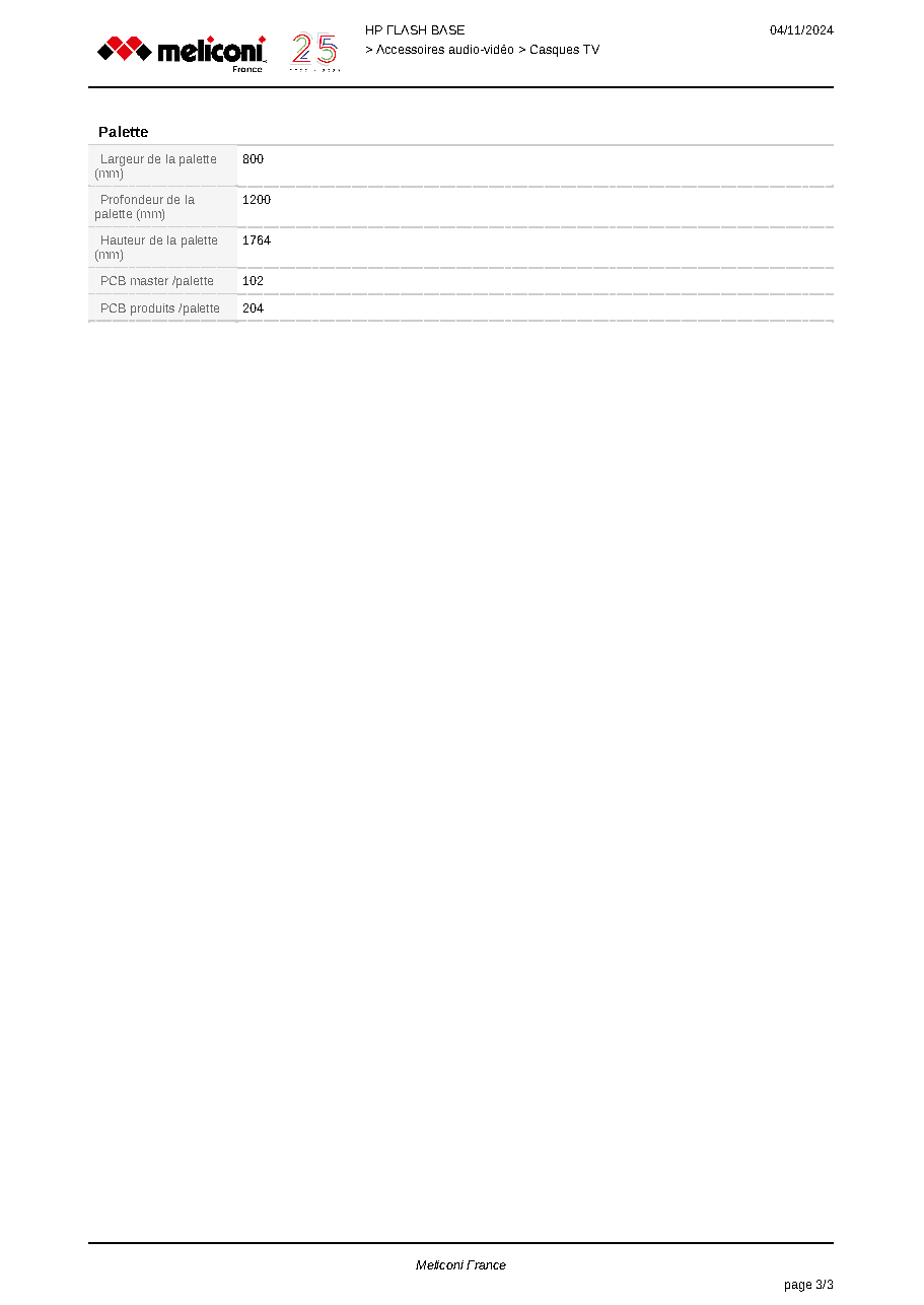 Fiche technique fournisseur