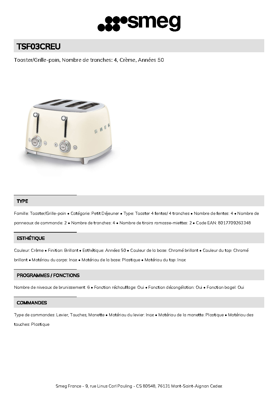 Fiche technique fournisseur