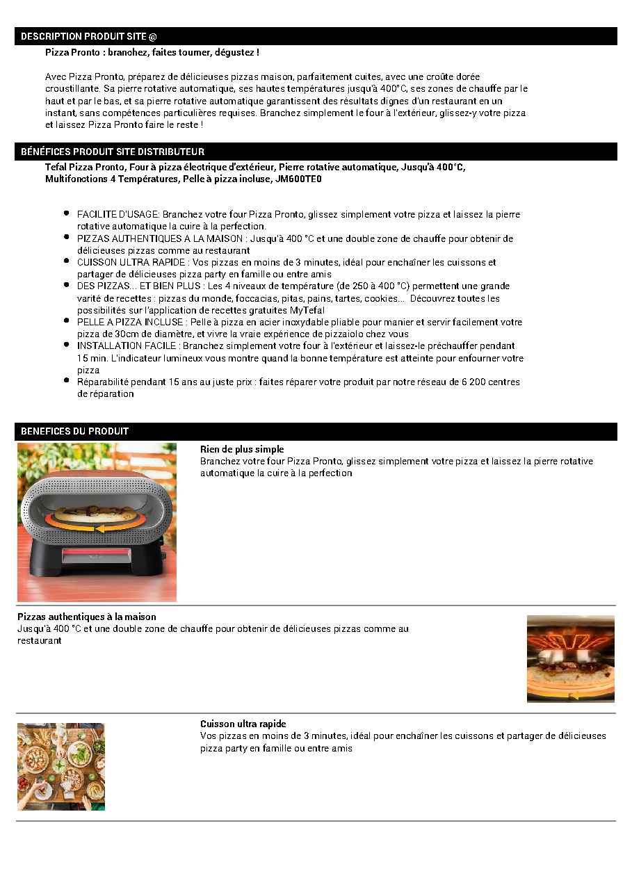 Fiche technique fournisseur