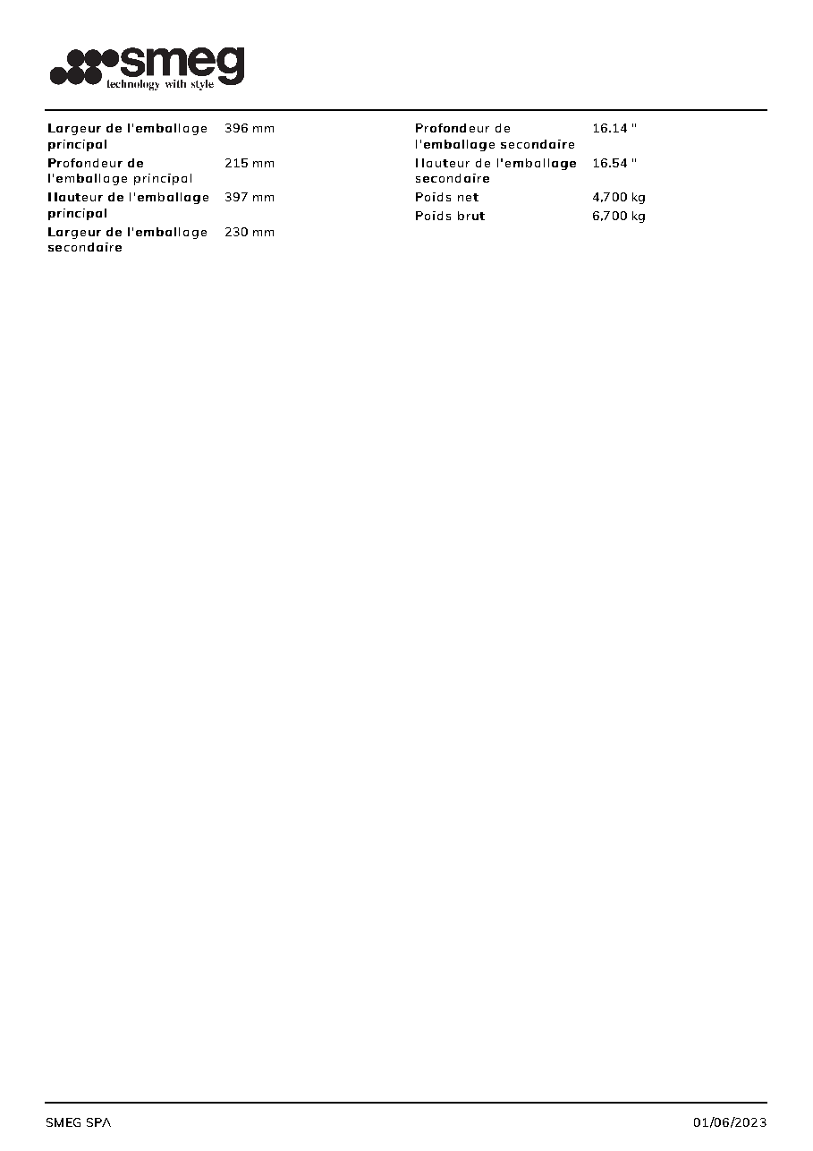Fiche technique fournisseur