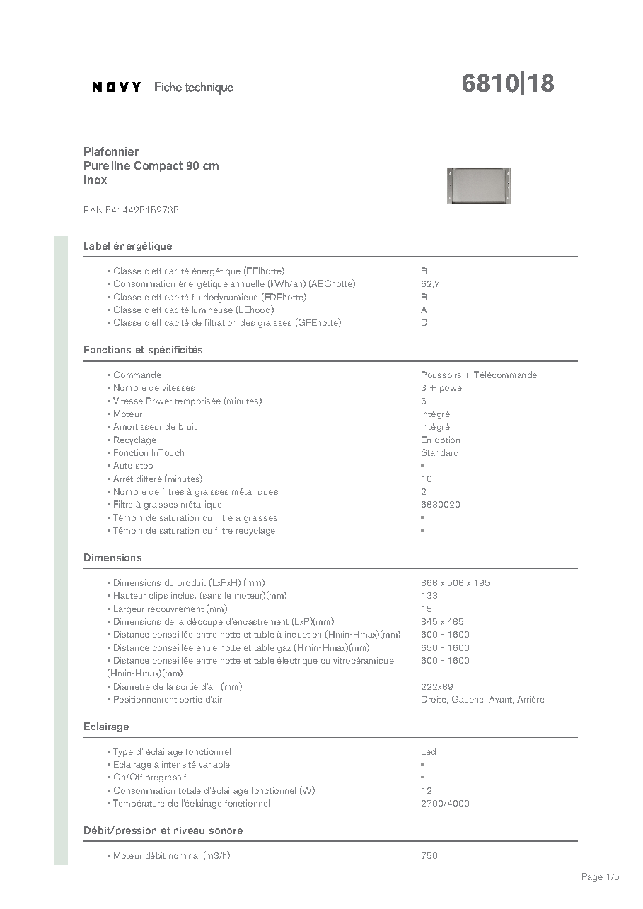 Fiche technique fournisseur