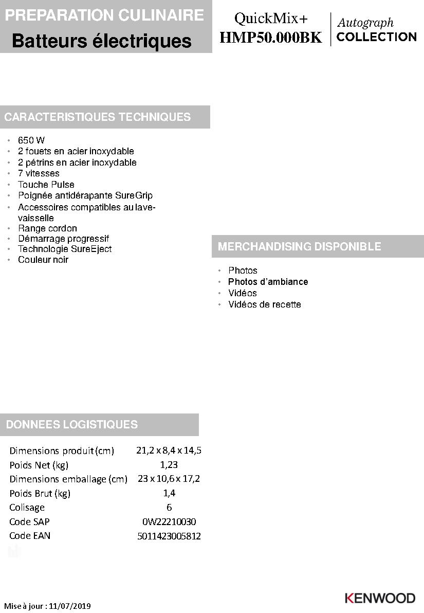 Fiche technique fournisseur